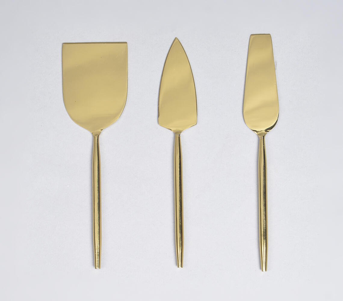 Stainless Steel Gold-Toned Cheese Server Set