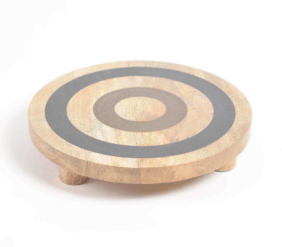 Concentric Circle Painted Wooden Cake Stand