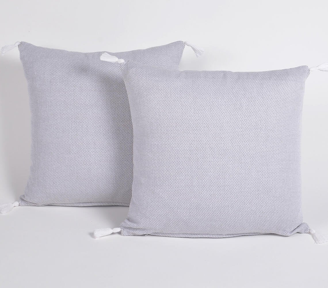 Set of 2 - Solid Smokey Handloom Cotton Cushion Covers, 16 x 16 inches