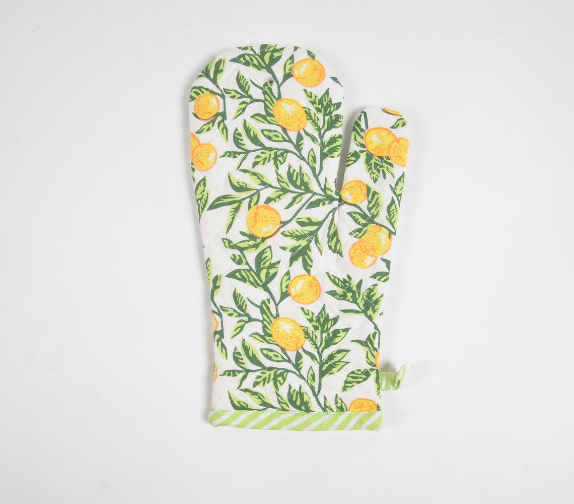 Hand Block Printed Tropical Citrus Oven Mitten