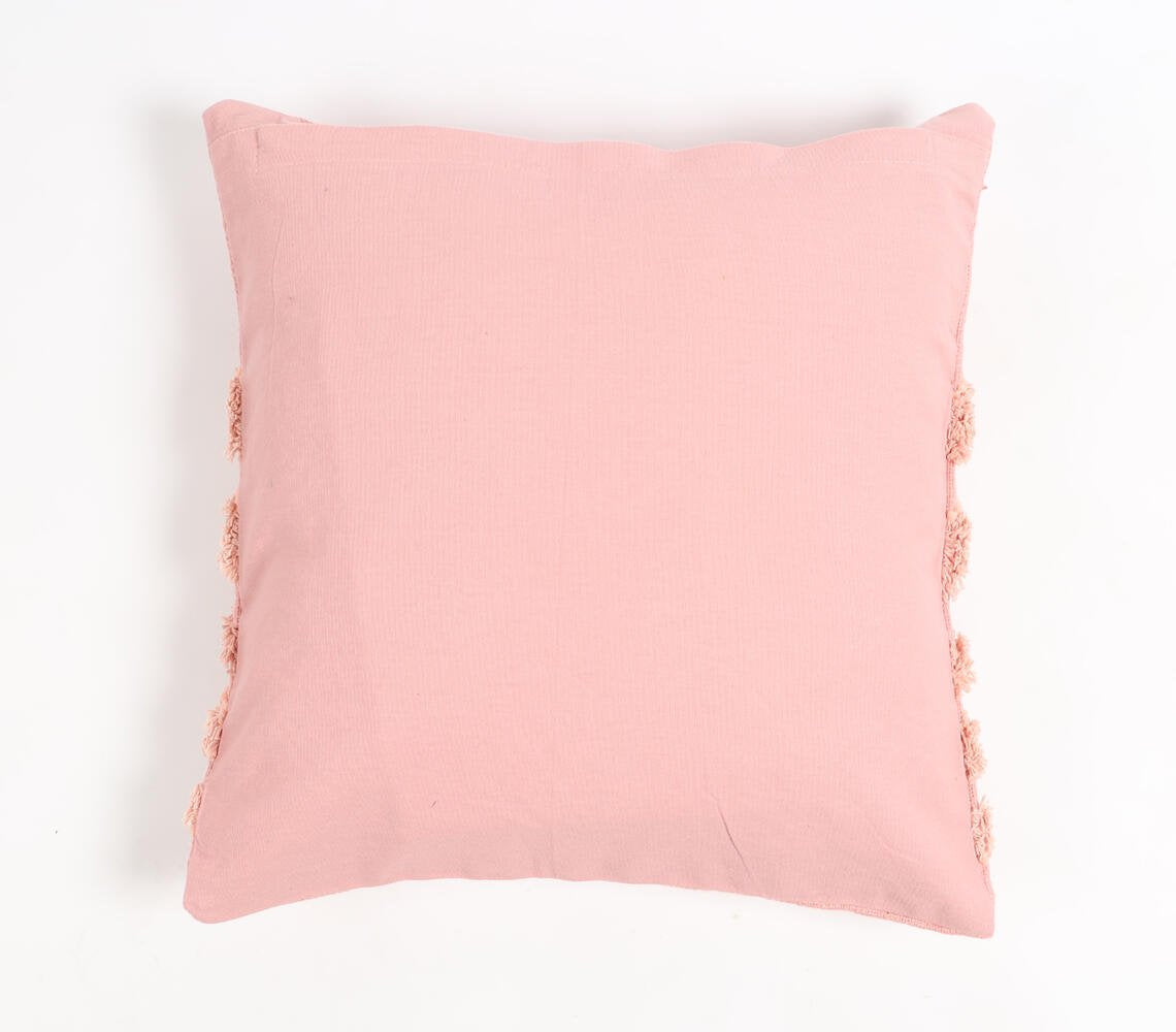 Hand Tufted Cotton Pink Chevron Cushion Cover