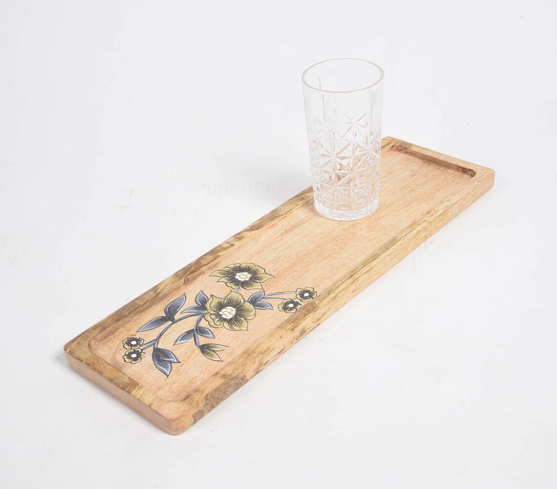 Floral Hand Printed Mango Wood Tray