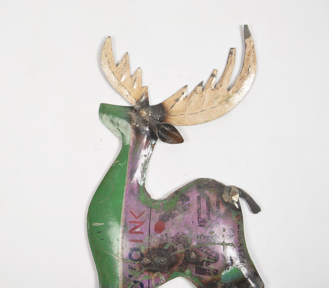 Handmade Recycled Iron Reindeer Wall Decor