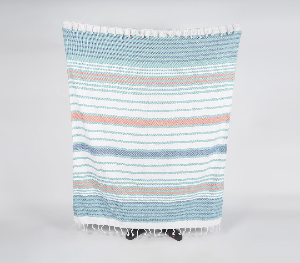 Handwoven Striped Cotton Beachy Throw