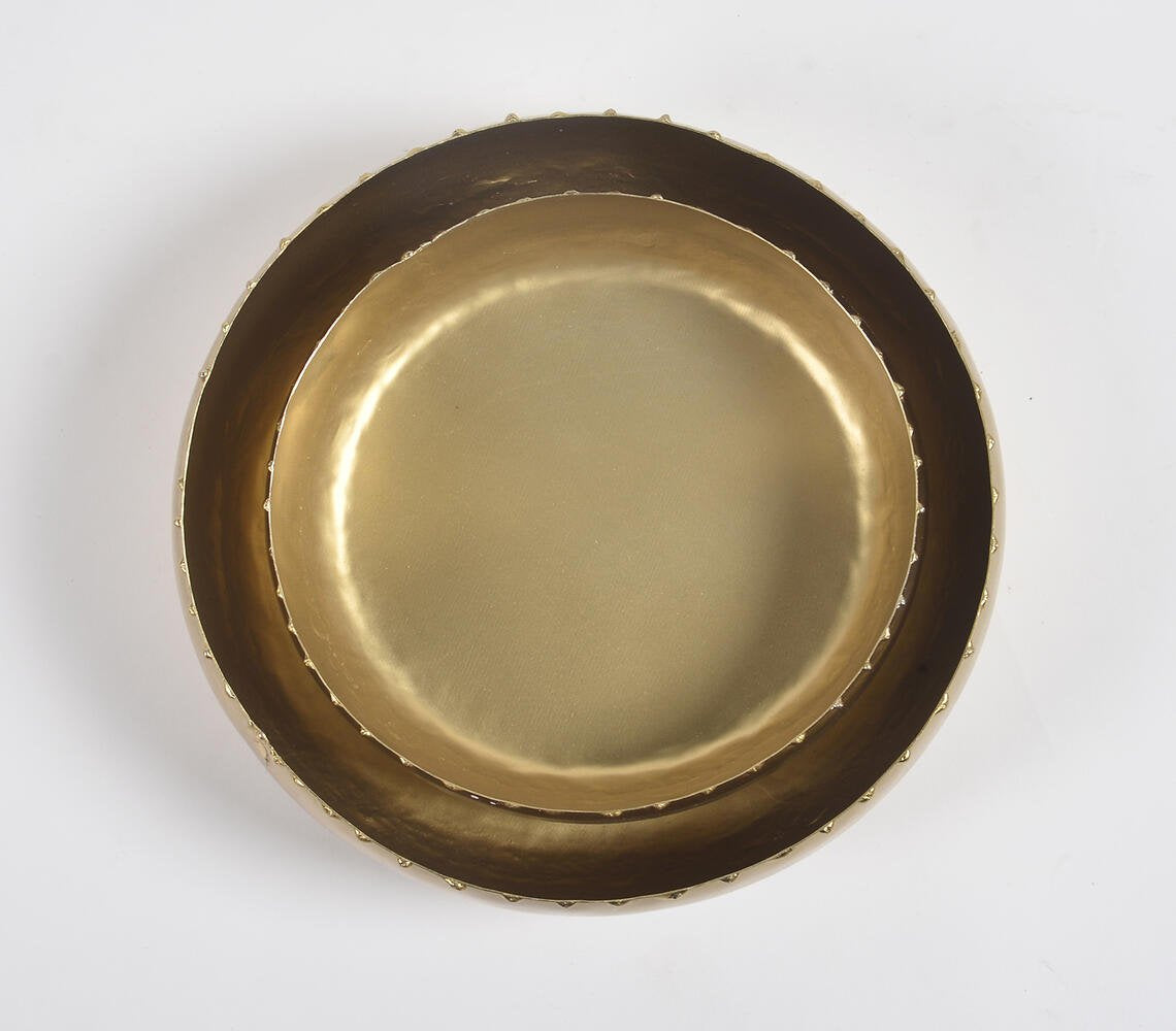 Traditional Gold-Toned Iron Serving Bowls (Set of 2)