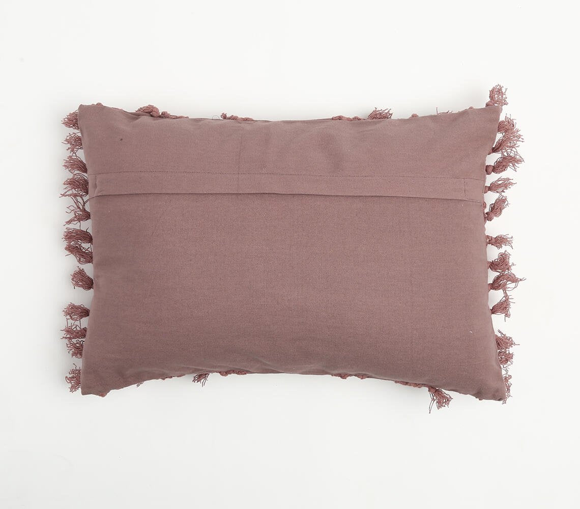 Dusty Pink Tasseled Cushion Cover, 20 x 14 inches