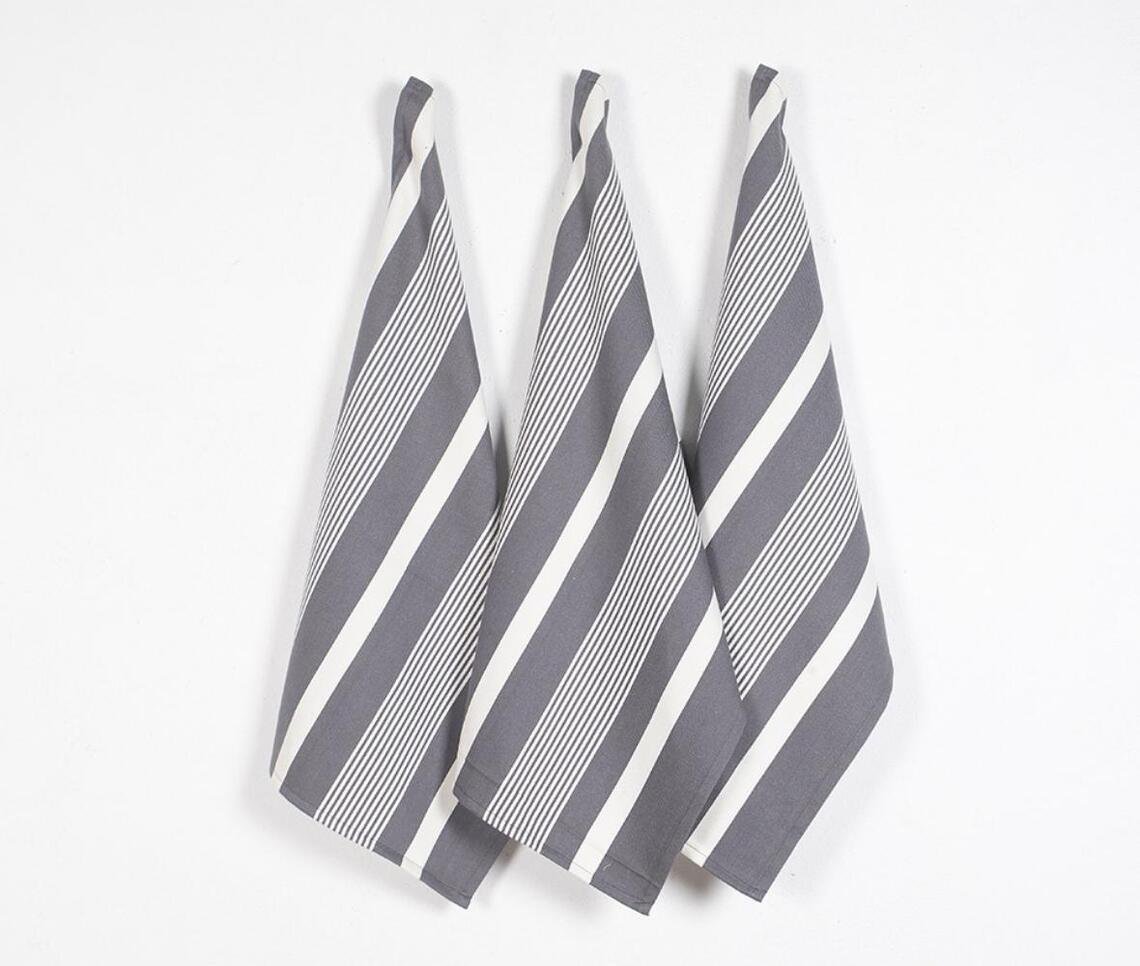 Striped Grey Kitchen Towels (set of 3)