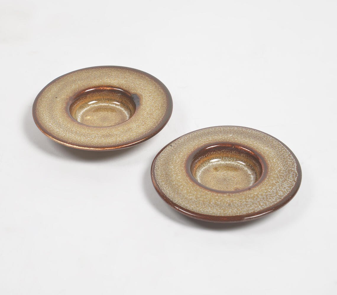 Plate-Shaped Clay Tealight Holders (Set of 2)