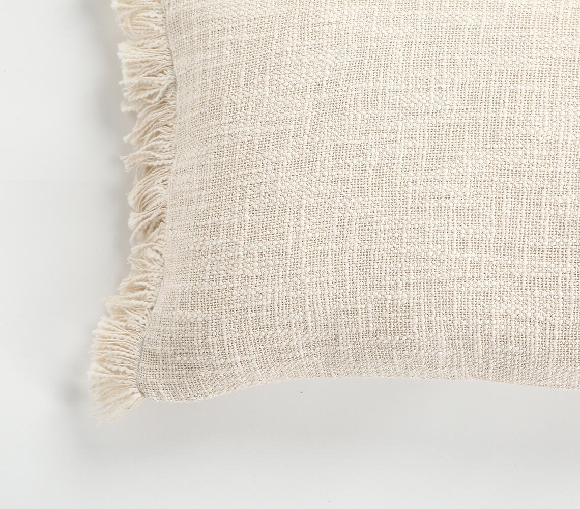 Handwoven Lumbar Cushion Cover with Fringes