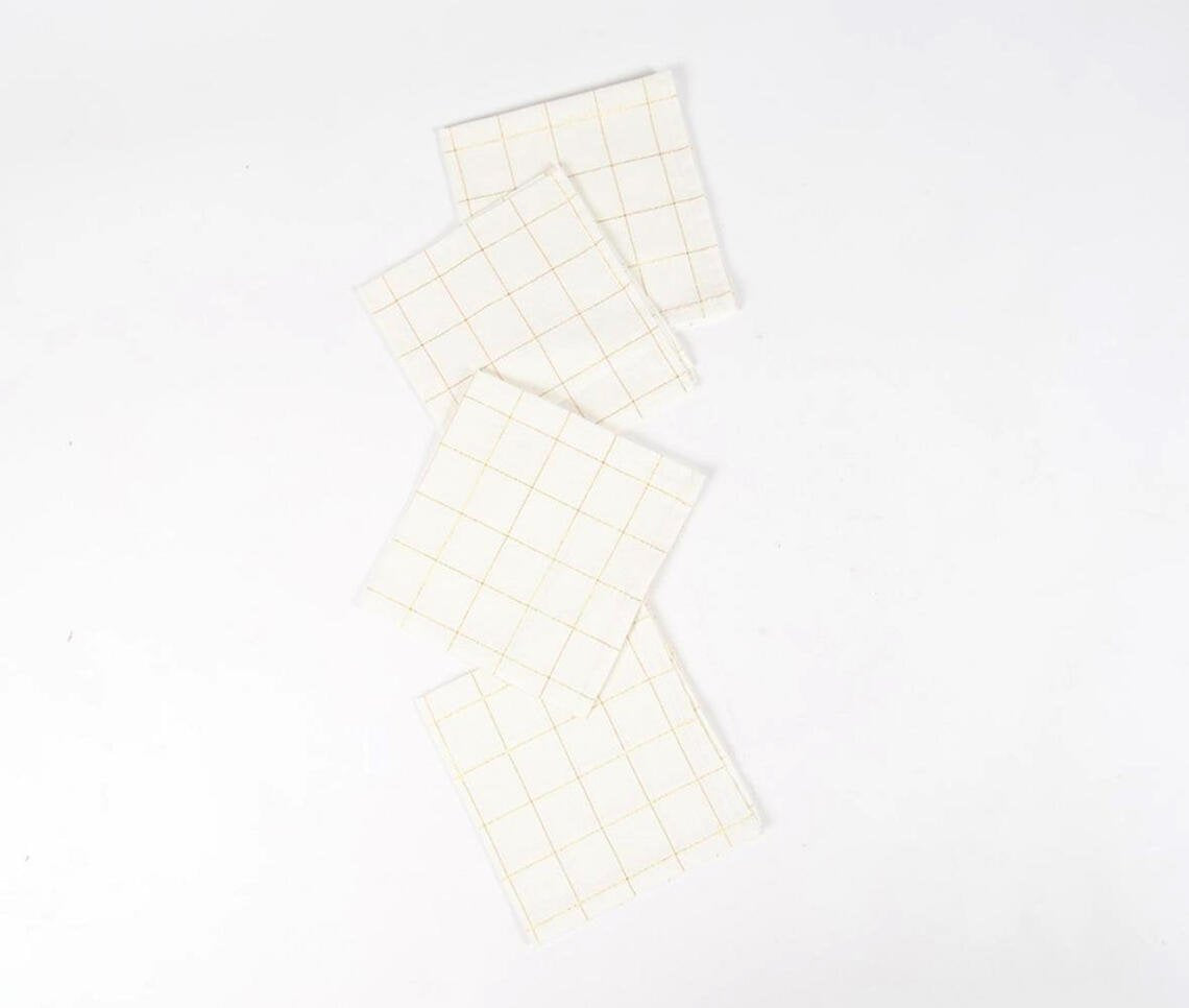 Minimal Gold Checkered Table Napkins (Set of 4)