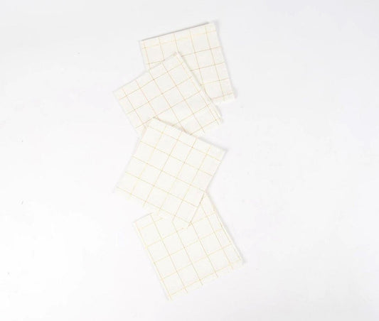 Minimal Gold Checkered Table Napkins (Set of 4)