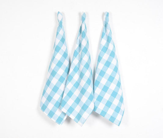 Handwoven Checkered Kitchen Towels (Set of 3)