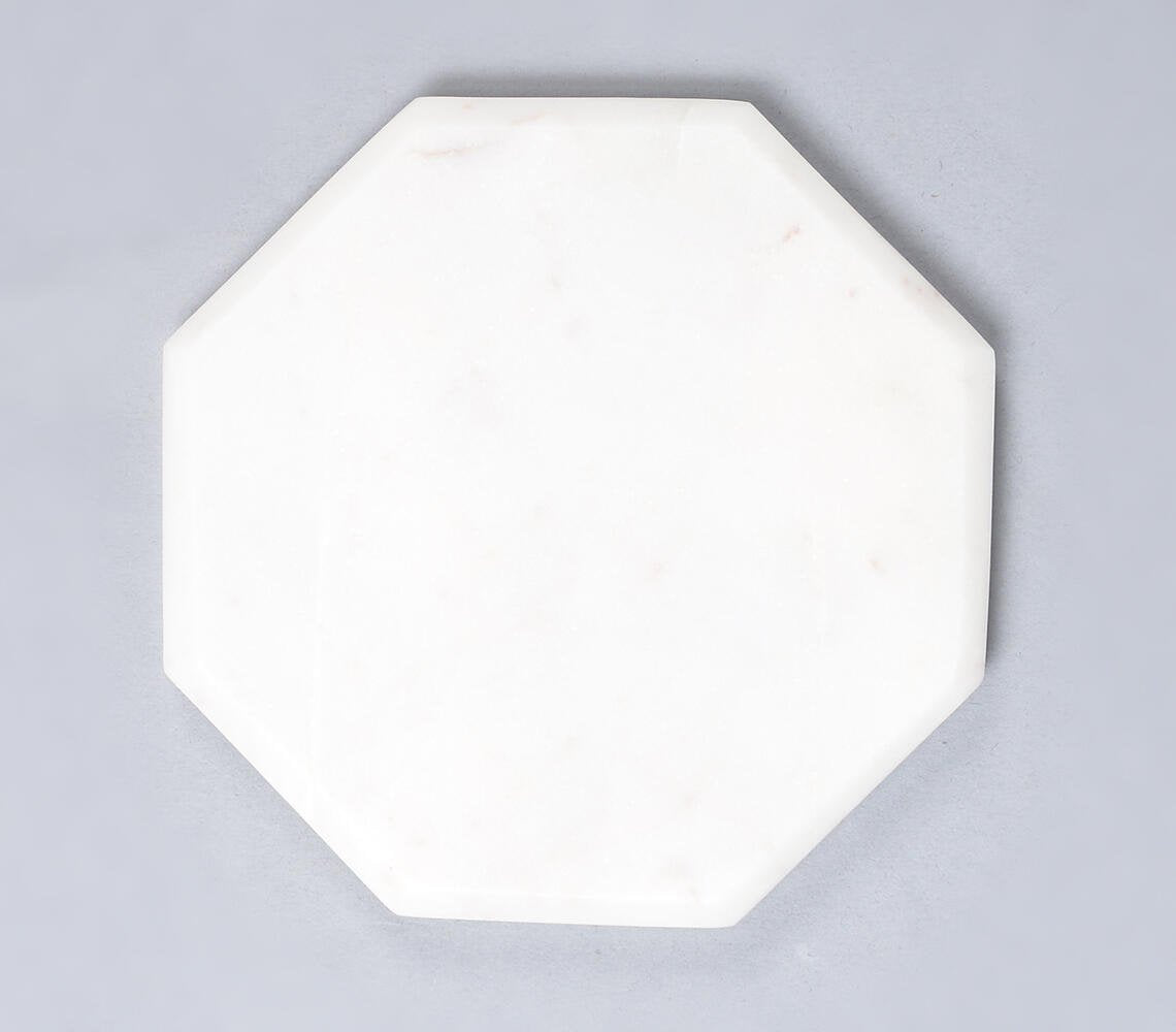 Classic Octagonal White Marble Coasters (Set of 4)