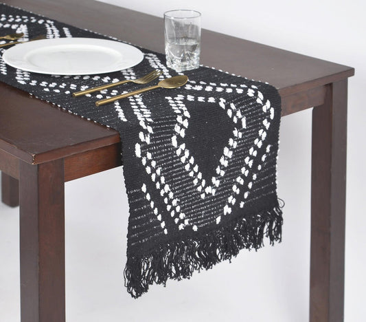 Statement Monochromatic Diamond Patterned Table Runner