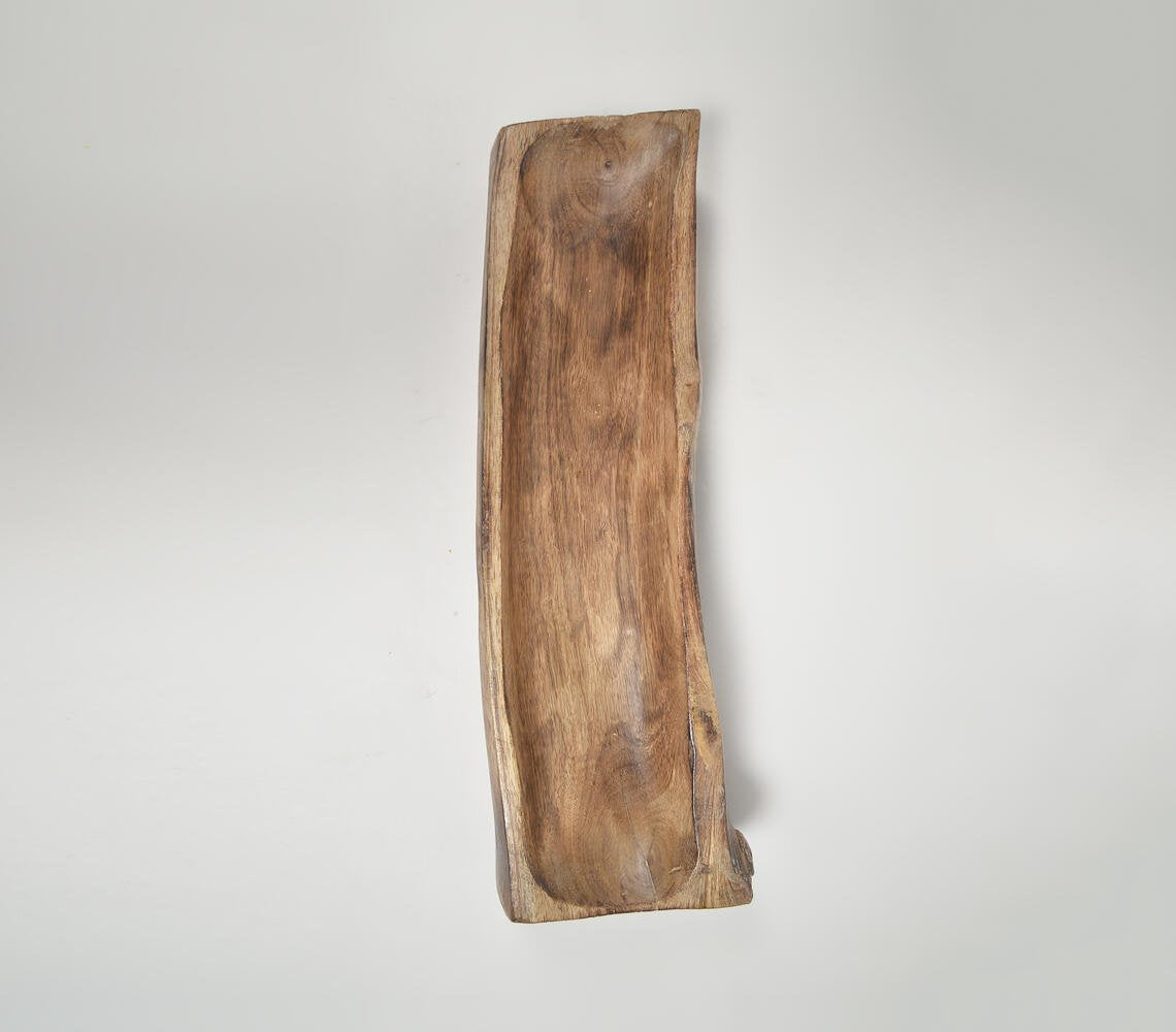 Raw Wooden Serving Tray with Light-Burnt Finish