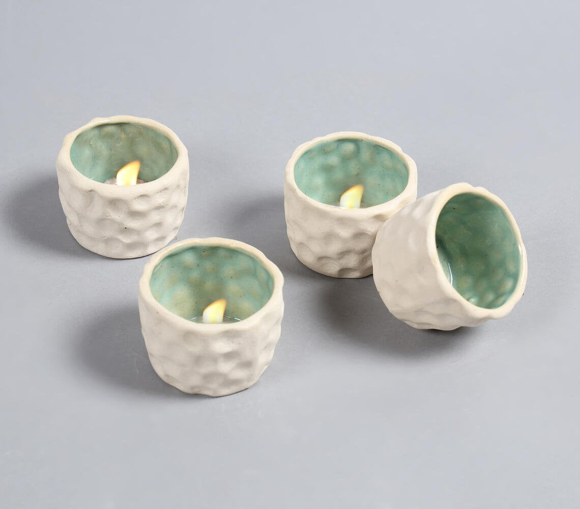 Contours in Mint Tealight Candle Holders (Set of 4)