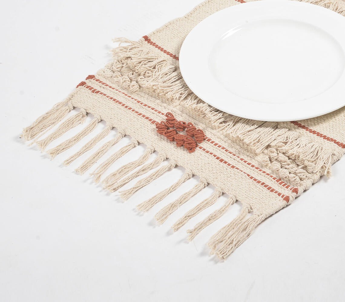 Handgeweven katoenen placemats met kwastjes (set van 4)