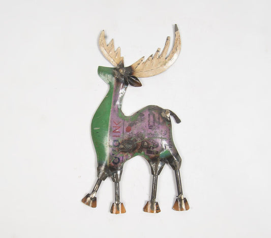 Handmade Recycled Iron Reindeer Wall Decor