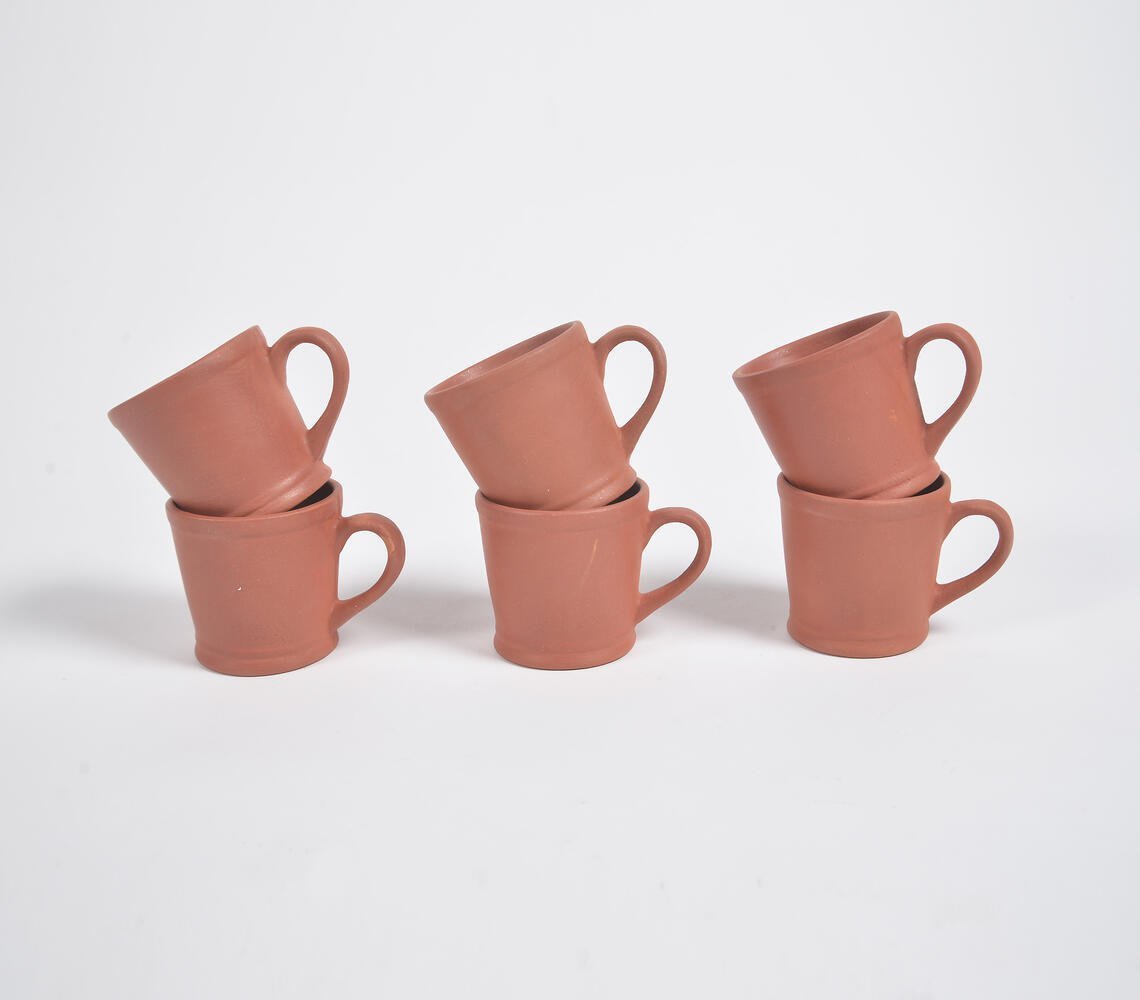 Terracotta Pottery Coffee Mugs (Set of 6)