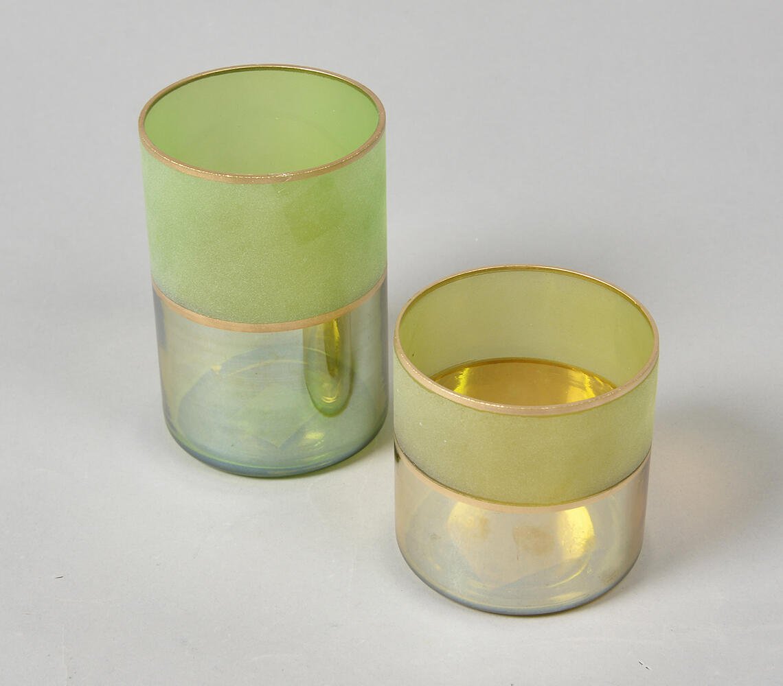 Frosted & Mercury Glass Cylindrical Votives (Set of 2)