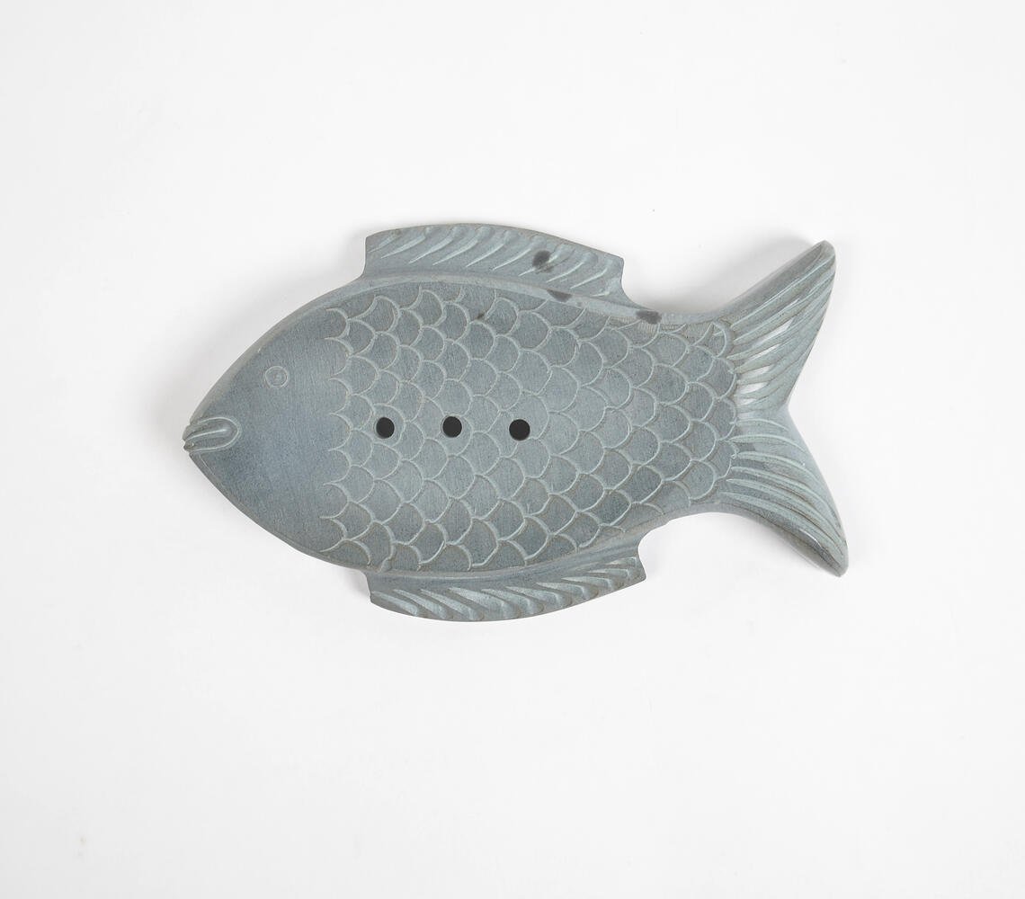 Hand carved Fish-Shaped Stone Soap Dish