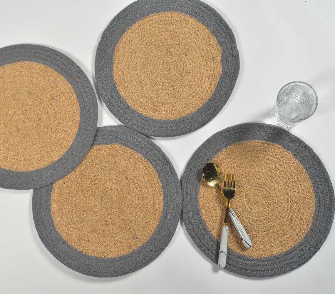 Handgevlochten jute placemats (set van 4)