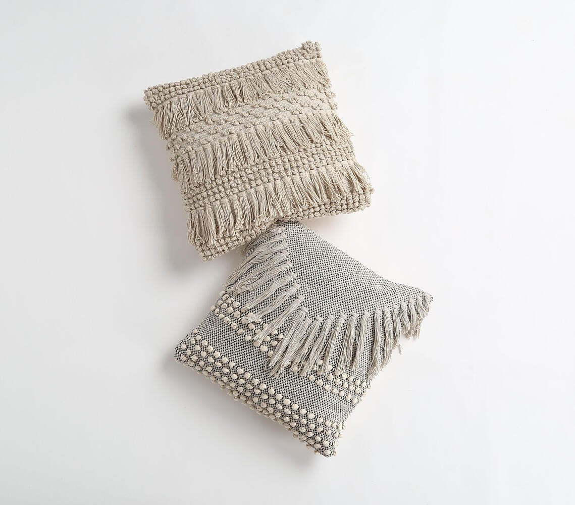 Tufted & Fringed Cotton cushion cover