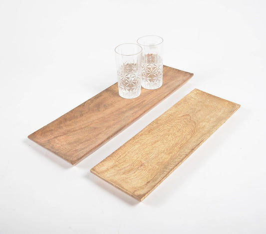 Classic mango wood panel Trays (set of 2)