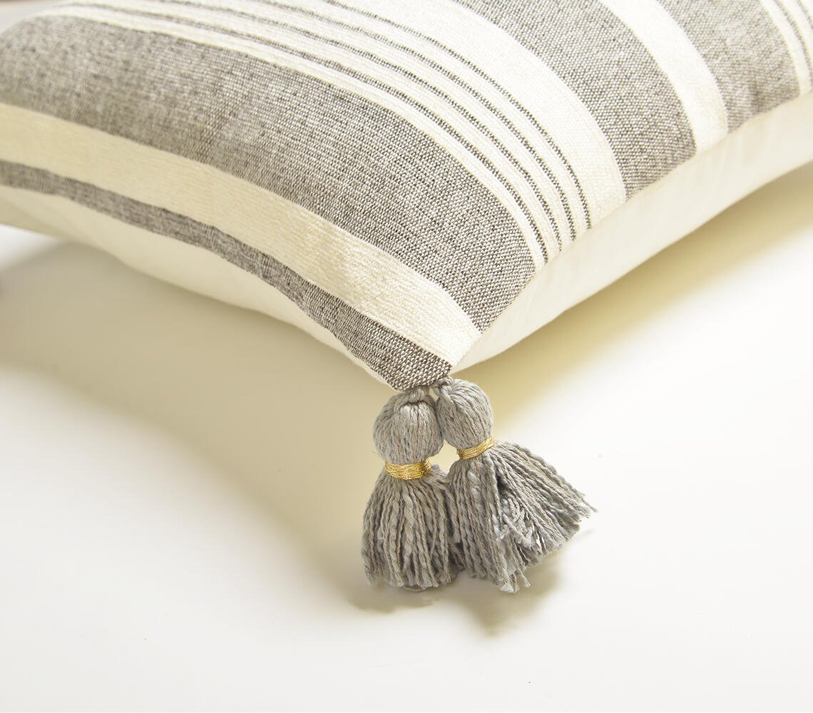 Handwoven Muted Grey Striped Cushion cover