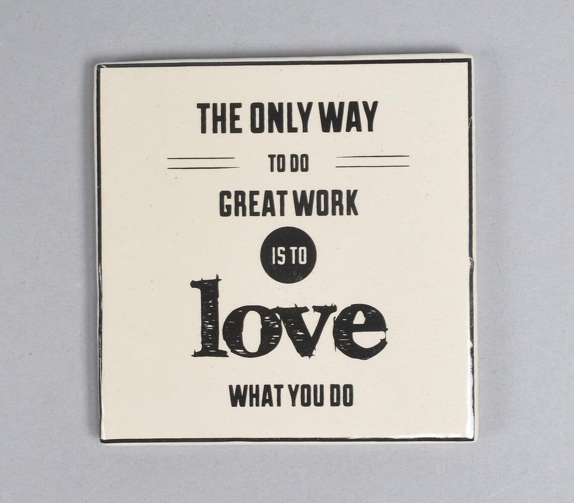 Love What You Do' Minimal Typographic Ceramic Coasters (Set of 4)