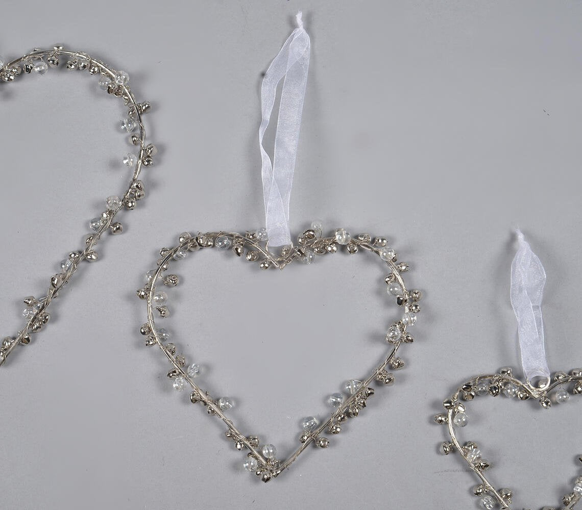 Statement Iron & Beads Valentines Heart Hanging (Set of 3)