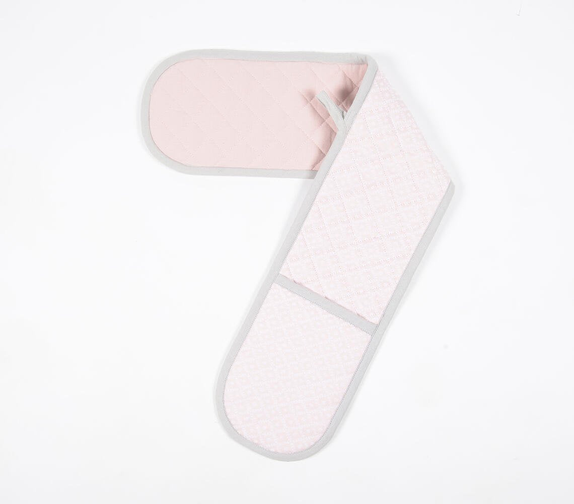 Pastel Pink Quilted Double Oven Mitt