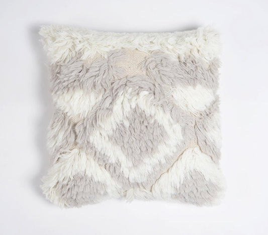 Shaggy Diamond Pattern Woolen Cushion Cover