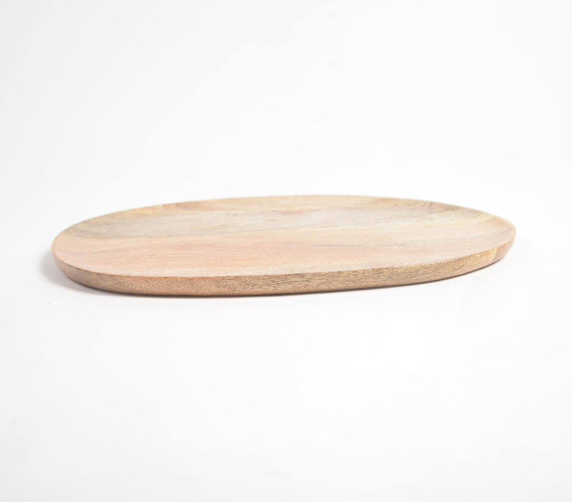 Raw Mango Wood Abstract Oval Serving Platter