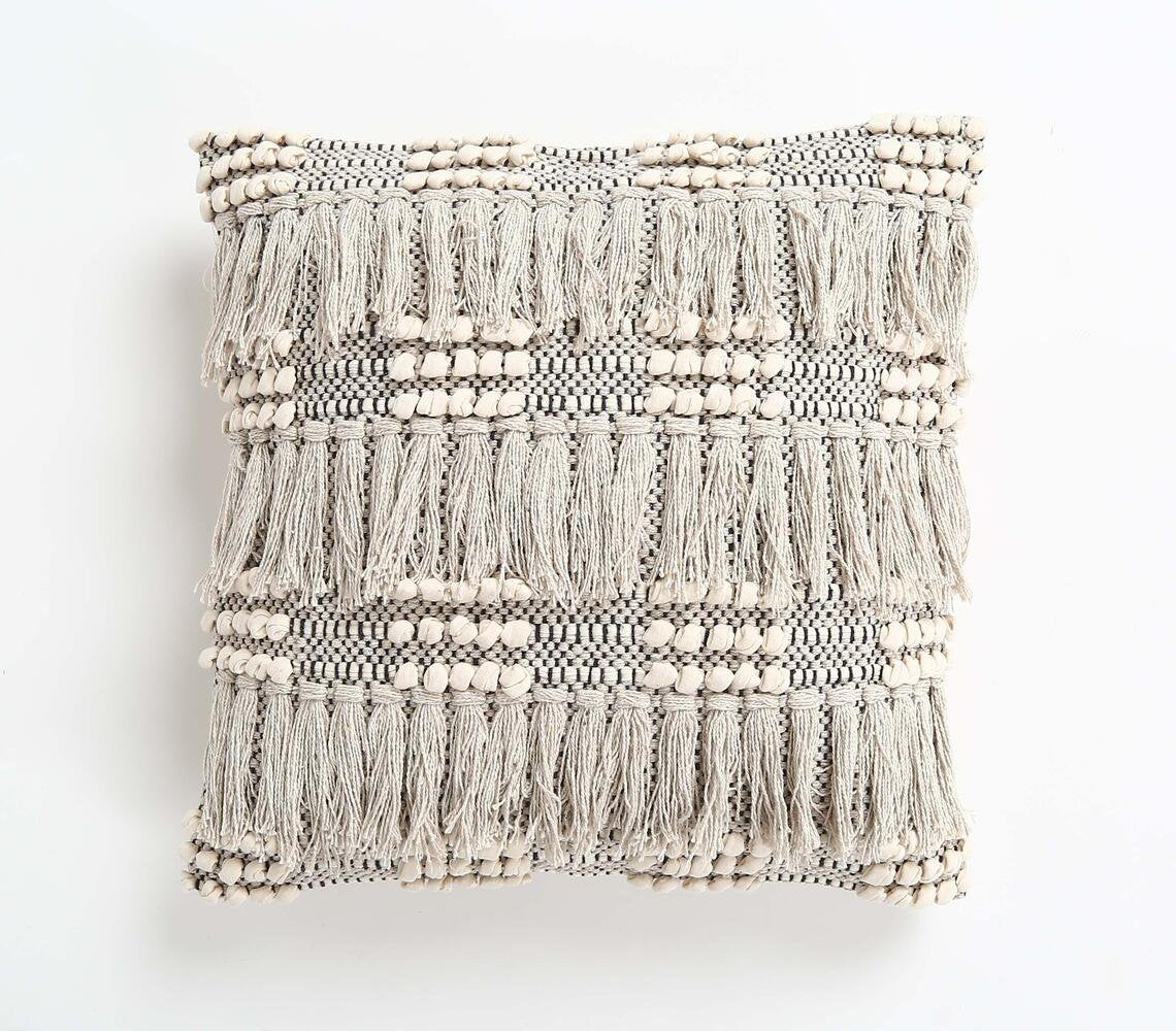 Tufted & Fringed Cotton cushion cover