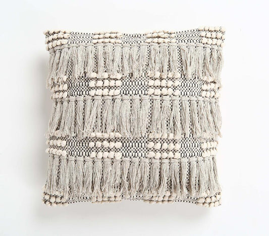 Tufted & Fringed Cotton cushion cover