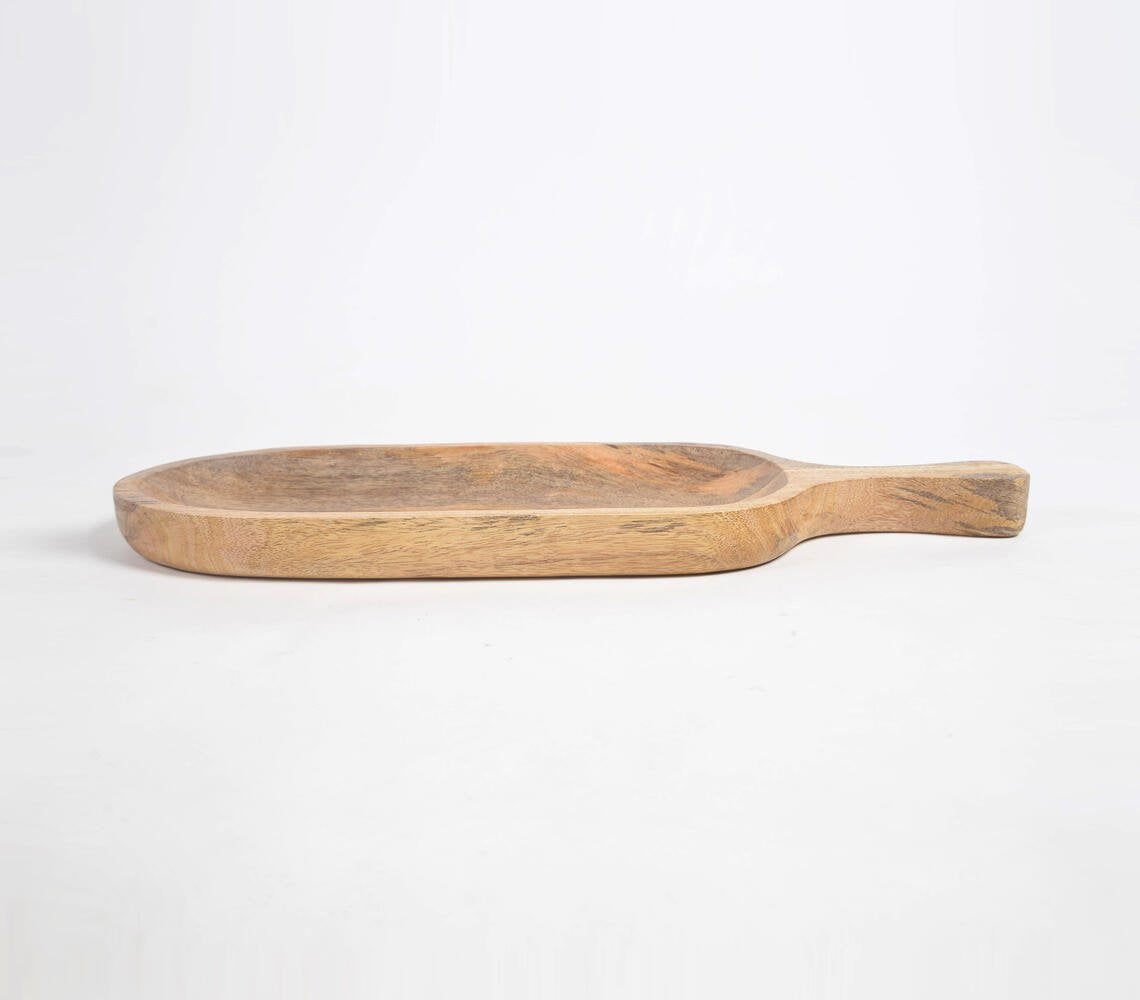 Hand Cut Mango Wood Oblong Paddle Serving Platter