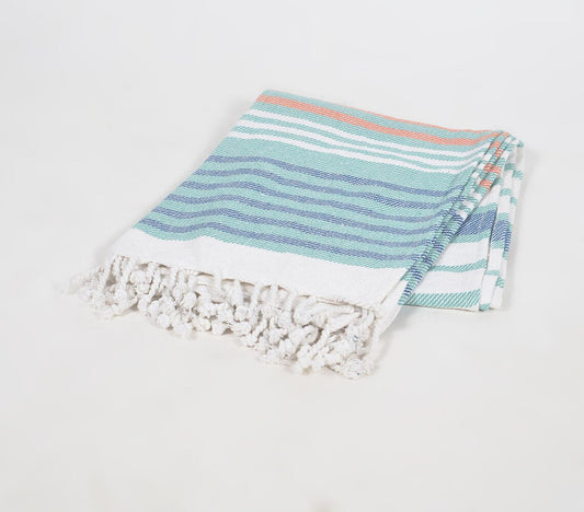 Handwoven Striped Cotton Beachy Throw