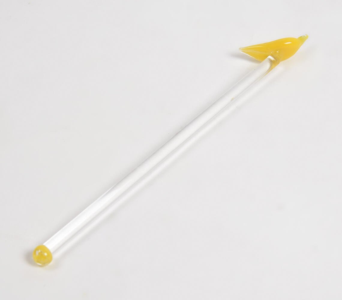 Glass Yellow Chilli Beverage Stirrer