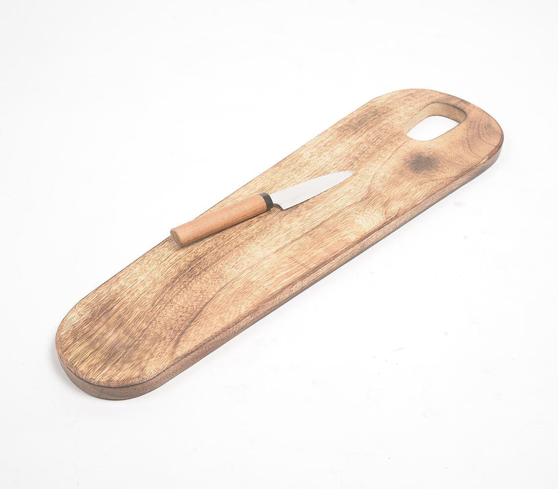 Hand Cut Mango Wood Elongated Serving Platter