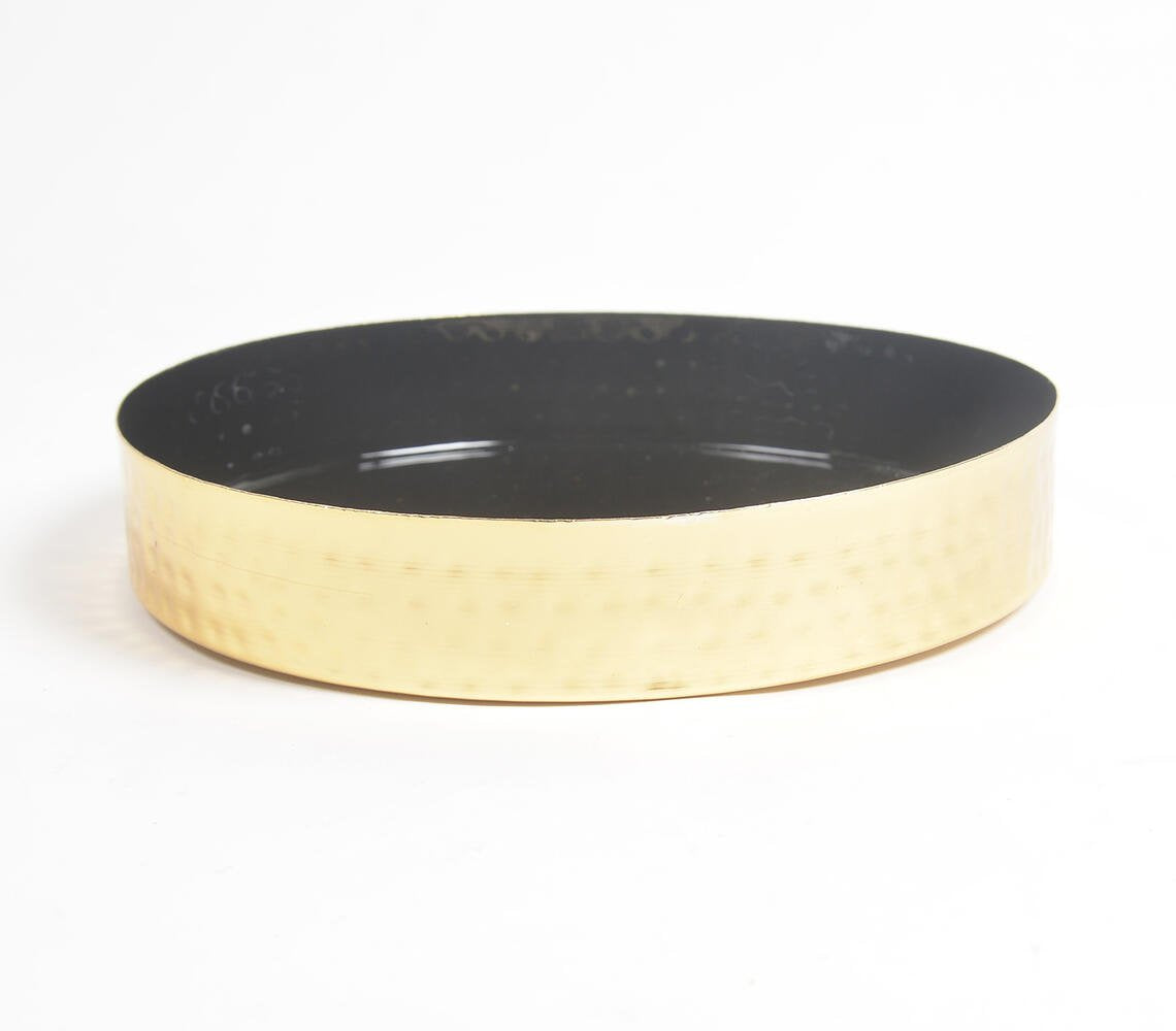 Enameled Metallic Noir Round Serving Tray