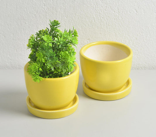 Sunshine Ceramic Mini Flower pots (set of 2)