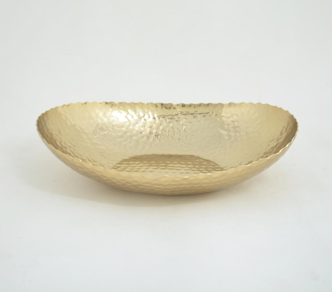 Abstract Oval Cut Edge Deep Aluminium Serving Bowl