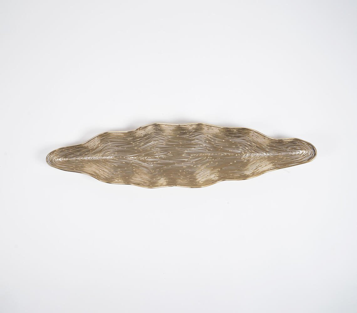 Antique Gold-Toned Iron Boat-Shaped Tray