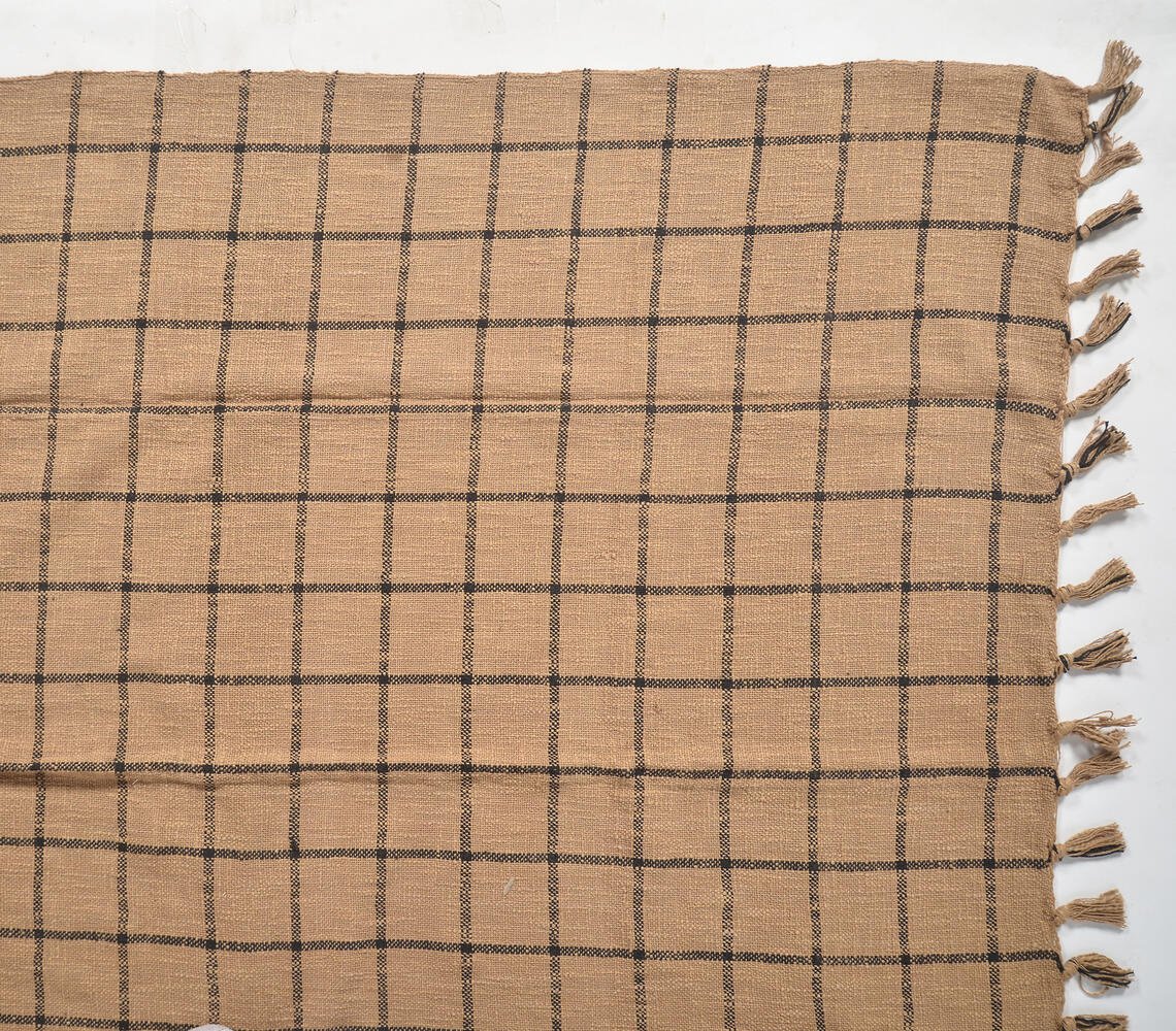 Brown Squares Cotton Throw