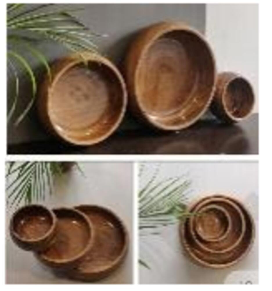 Turned Acacia Wood Nesting Serving Bowls