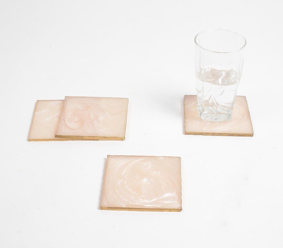 Sparkly Champagne Resin Square Coasters (set of 4)