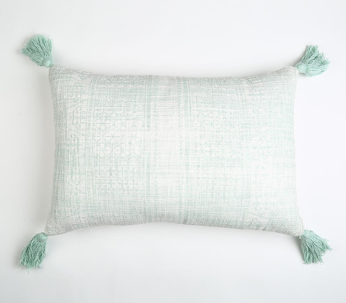 Mint Tasseled Lumbar Cushion cover