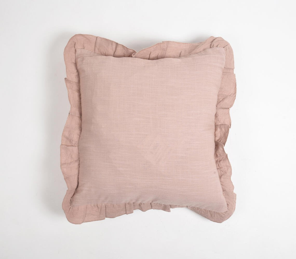 Dyed Monotone Pink Cotton Linen Cushion Cover, 18 x 18 inches