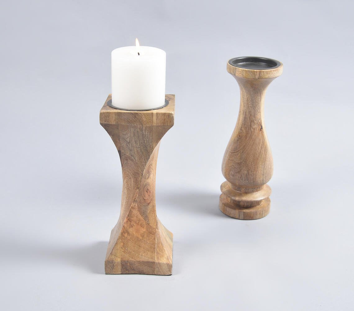 Earthy Mango Wood Candle Holder